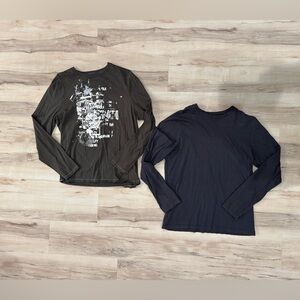 Men’s Banana Republic set 2 Cotton Fitted Long Sleeve T-shirt Shirts Graphic M